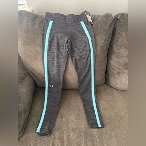 Under Armour Charcoal Leggings with Teal Highlights
